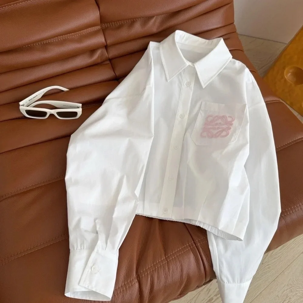 Loewe White Spring Shirt with Pink Logo - Picture 2 of 9